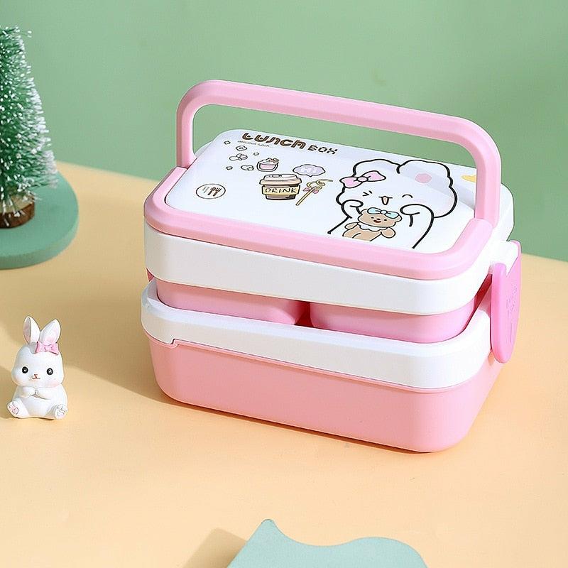 1350Ml Kawaii Character Bento Box W/ Spoon/Fork  |  Kitchen & Bento Home Decor Kitchen & Bento