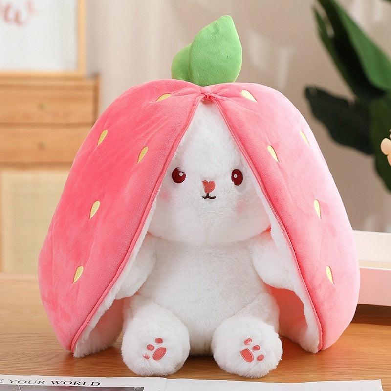 18/25Cm Strawberry / Carrot Bunny Zipper Surprise Plushie  |  Plushies Home Decor Plushies