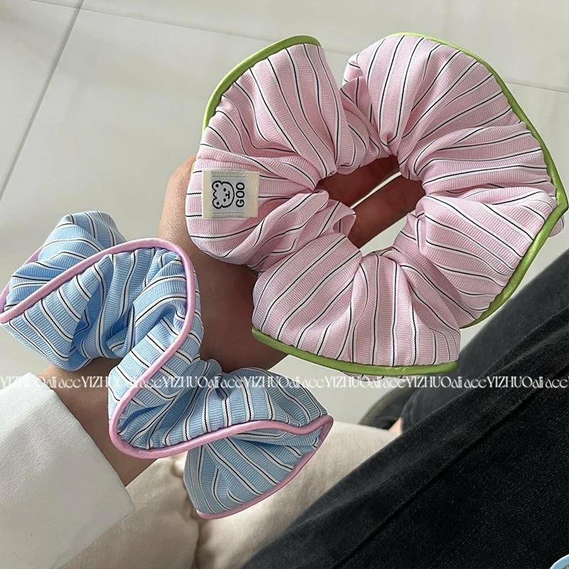 1Pc Kshoppu Pastel Aesthetic Stripe Scrunchie  |  Hair Accessories Accessories Hair Accessories