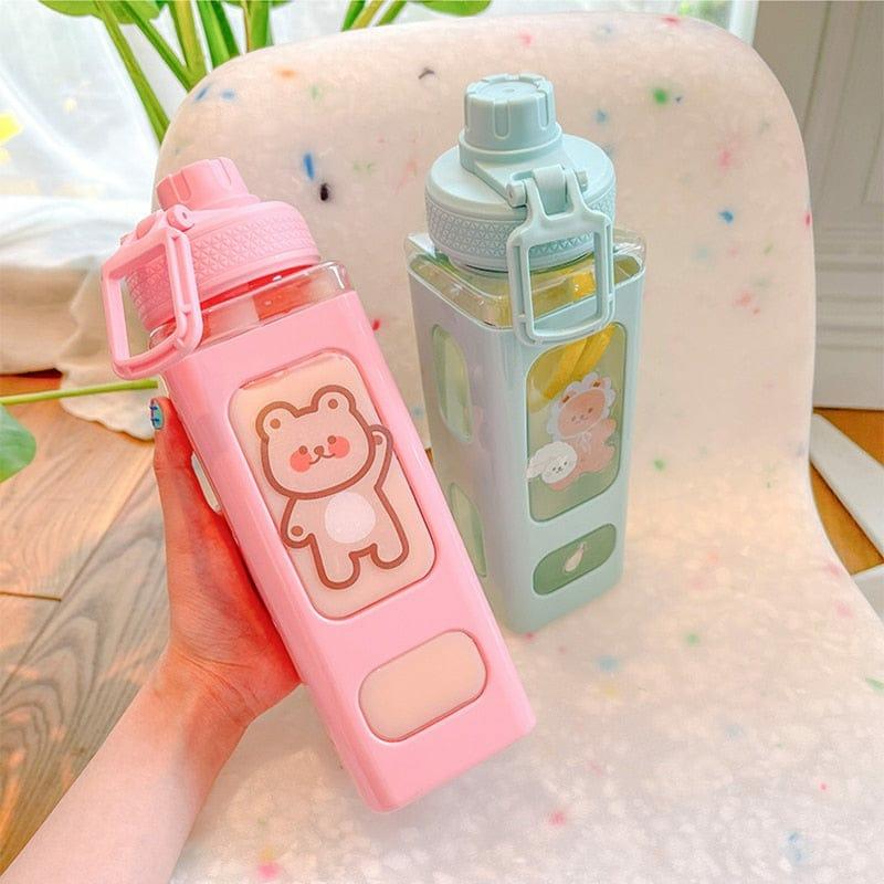 900Ml Kawaii Bear Water Bottle With Straw  |  Bottles Accessories Bottles