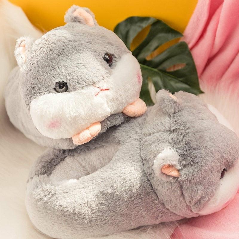 Chubby Hamster Plush Slippers  |  Plushies Home Decor Plushies