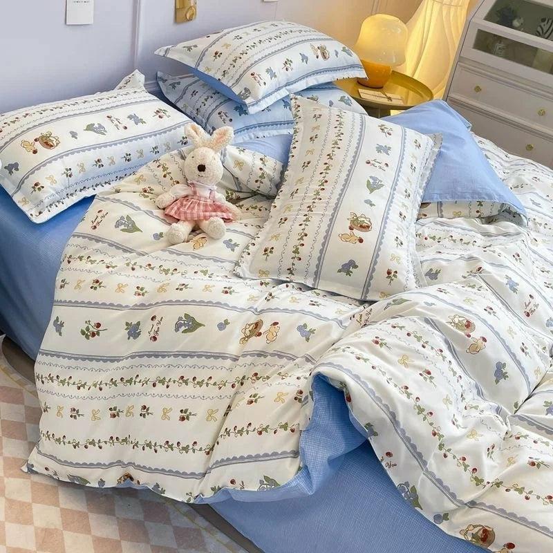 Cottage Blue Pretty Duvet Cover Bedding Set  |  Bedroom Decor Bedroom Decor Bedroom Decor