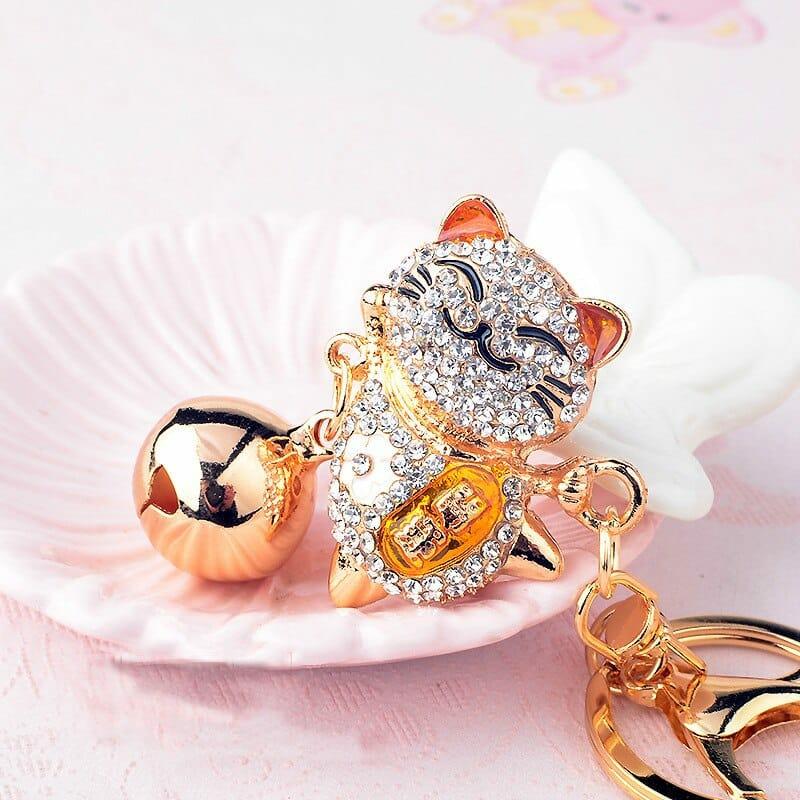 Crystal Gem Maneki Neko Keyring  |  Jewellery Accessories Jewellery