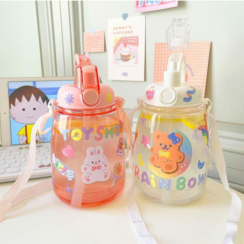 Cute Bear Big Capacity Water Bottle With Straw  |  Bottles Accessories Bottles