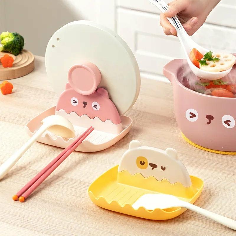 Cute Kitchen Spoon And Lid Drip Stand Holder  |  Kitchen & Bento Home Decor Kitchen & Bento