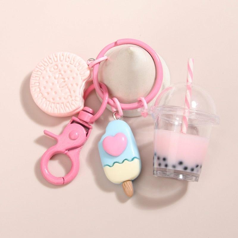 Ice-Cream Bubble Tea Biscuit Keychain  |  Keyrings & Charms Accessories Keyrings & Charms