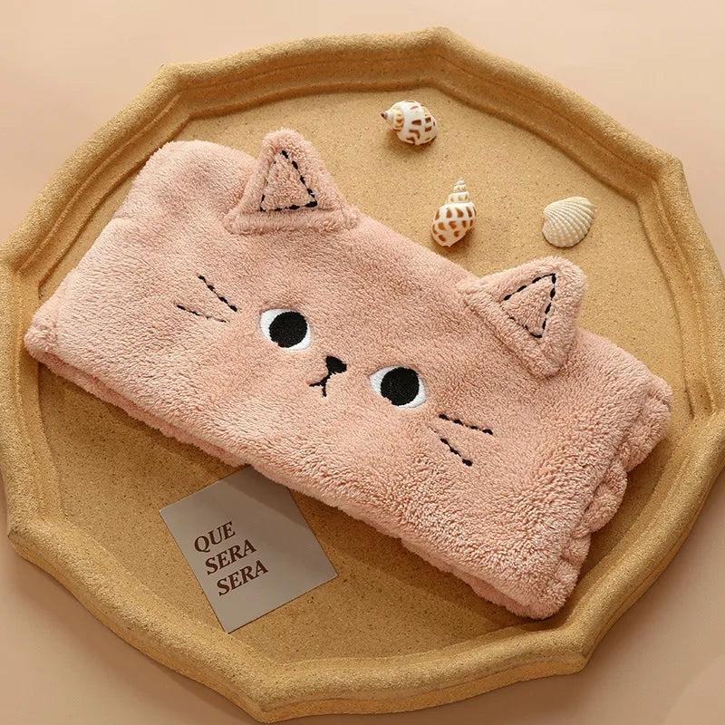 Kawaii Cat Cute Face Wash Hair Cover Coral Fleece Head Band  |  Make Up & Beauty Accessories Make Up & Beauty