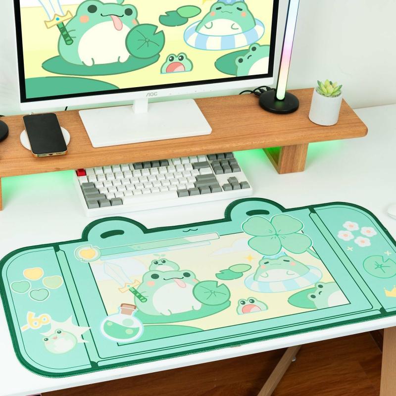 Kawaii Gamer Frog Pond Large Desktop Mouse Pad  |  Desk Accessories Desk Accessories Desk Accessories