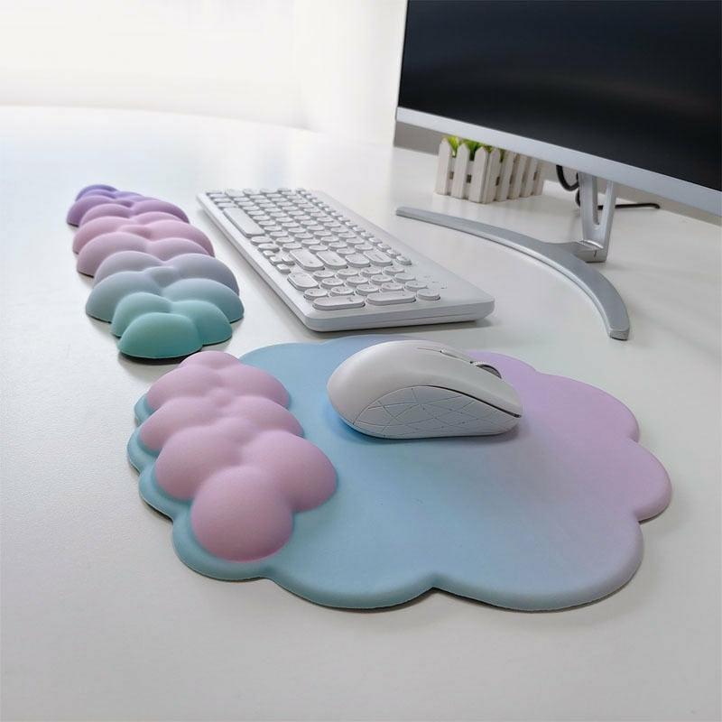 Kawaii Pastel White Cloud Keyboard Desktop Wrist Support Rest / Mouse  |  Desk Accessories Desk Accessories Desk Accessories