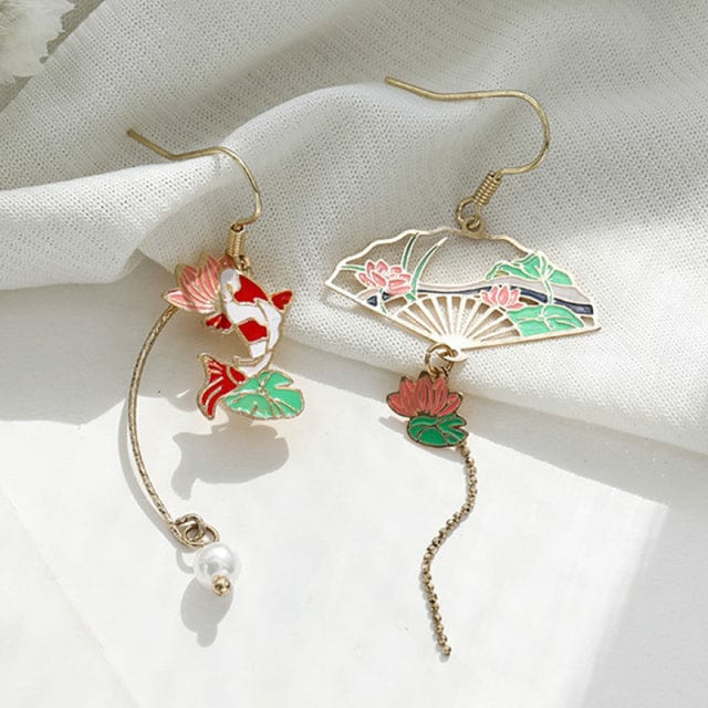 Koi Fish Fan Earrings  |  Jewellery Accessories Jewellery