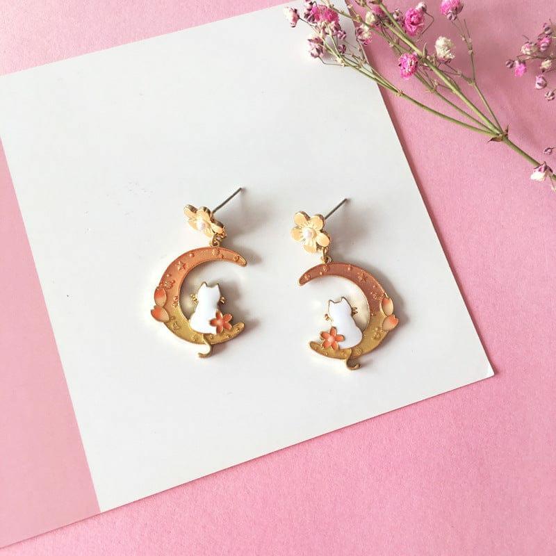 Luna Cat Sakura Earrings  |  Jewellery Accessories Jewellery