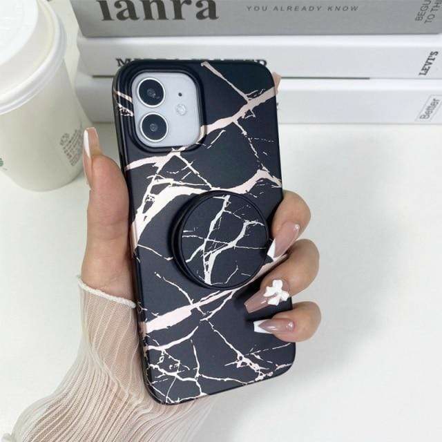 Luxury Holder Marble Phone Cases  |  Phone Cases Accessories Black