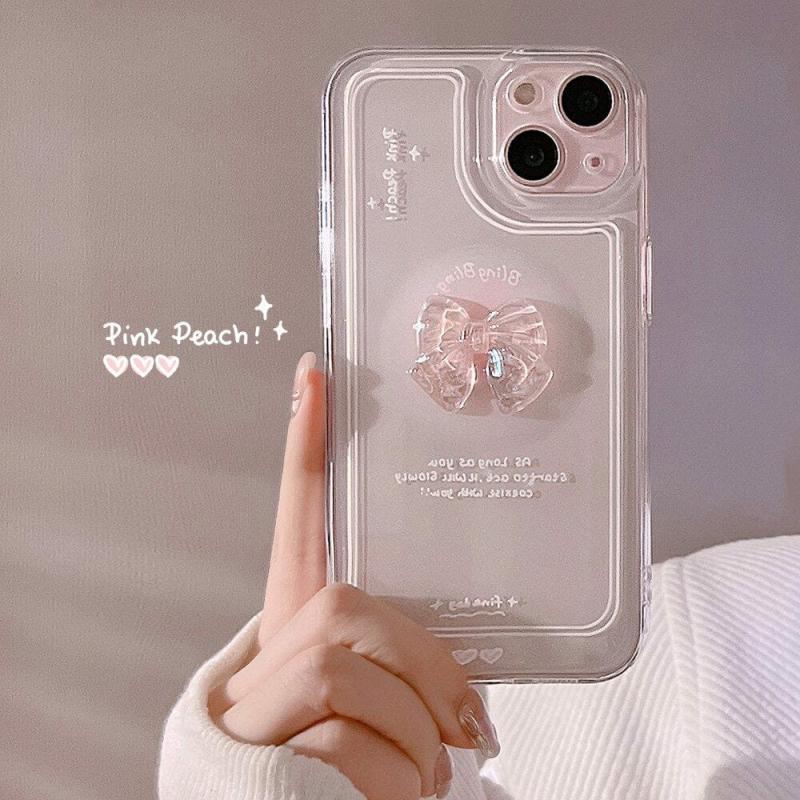 Luxury Sweet Girls Crystal Bow Tie Kawaii Phone Case For Iphone  |  Phone Cases Accessories Phone Cases