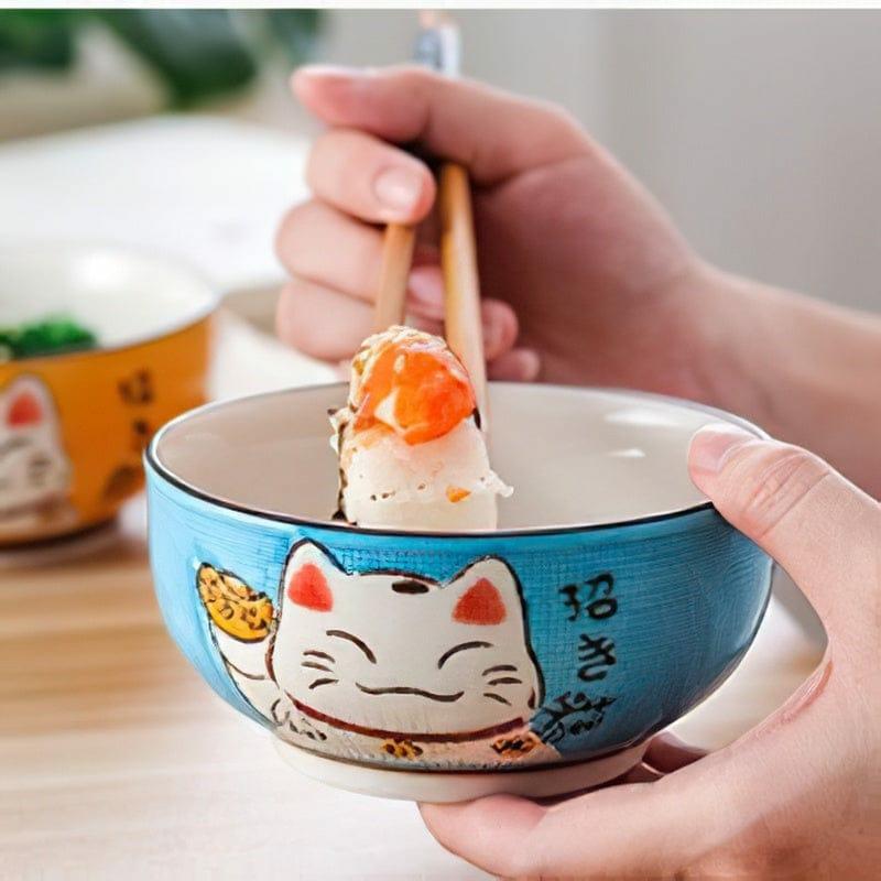 Multi-Size Japanese Lucky Cat Round Ceramic Bowl  |  Kitchen & Bento Home Decor Kitchen & Bento