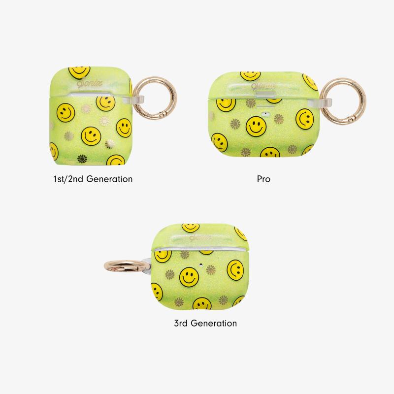 Neon Smiley Yellow Airpods Case  |  Airpods Cases Airpods Cases Airpods Cases