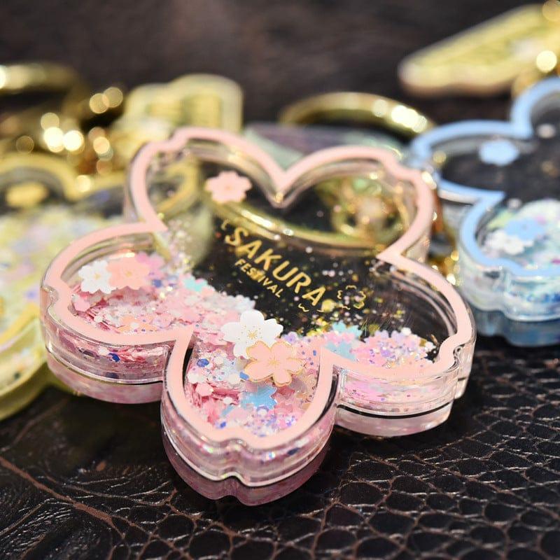 Sakura Blossom Liquid Quicksand Keychain  |  Keyrings & Charms Accessories Keyrings & Charms