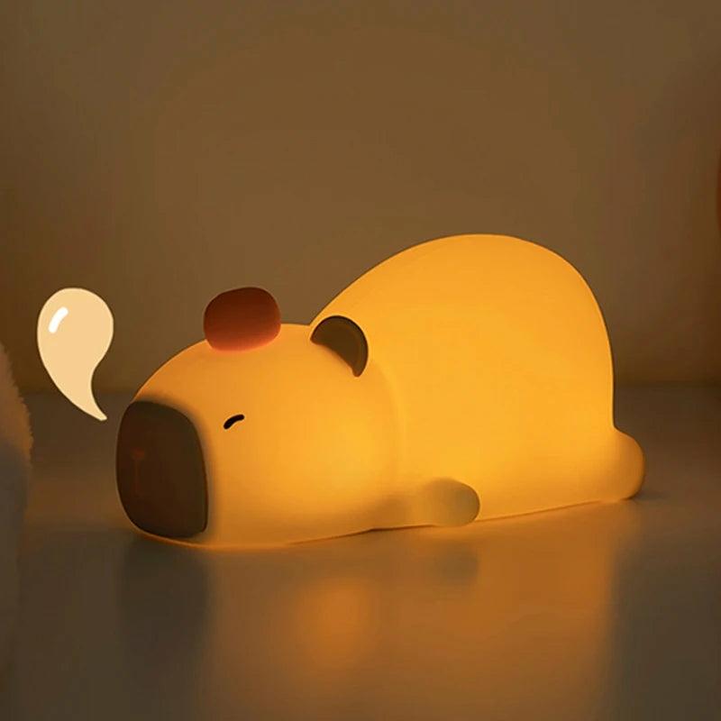 Sleepy Cute Cartoon Capybara Silicone Usb Rechargeable Led Night Light  |  Desk Accessories Desk Accessories Desk Accessories