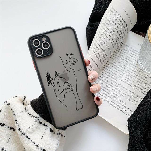 Smoking Flower Girl Iphone Case  |  Phone Cases Accessories Black