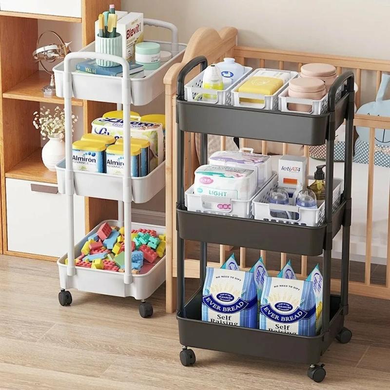 3 Level Mobile Desk Kitchen Storage Trolley Layer Shelf  |  Desk Accessories Desk Accessories Desk Accessories